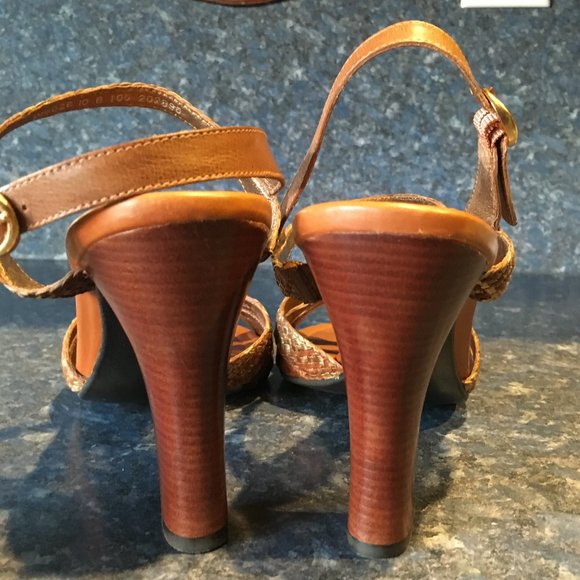 Cole Haan Tan & Metallic Gold Braided Strap Sandal - Picture 5 of 8